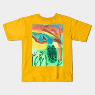 Purim Peacocks In a Garden, Watercolor Art Kids T-Shirt